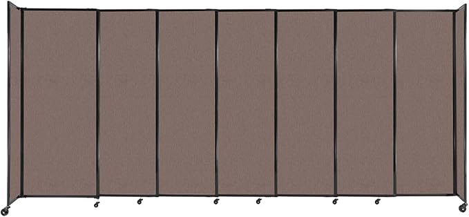 Versare Straightwall Sliding Portable Wall Partition | Freestanding Office Dividers | Locking Wheels | Temporary Room Separator | 15'6'' Wide x 6'10'' Tall Latte Fabric Panels
