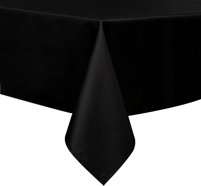 Wewoch Black Rectangle Tablecloth Water Resistant Washable Polyester Table Cloth for Dining,Kitchen, Parties Weddings and Outdoor Use 60 Inch by 84 Inch