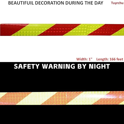 Industrial Reflective Tape 1 inch Wide for Trailer, Outdoor Waterproof High Visibility Safety Warning Adhesive Strips (166 feet)