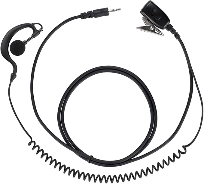 1-Pin Earpiece Compatible with Cobra CX112 CXT195 Radio Walkie Talkie, 2.5mm Headset G Shape with PTT Mic