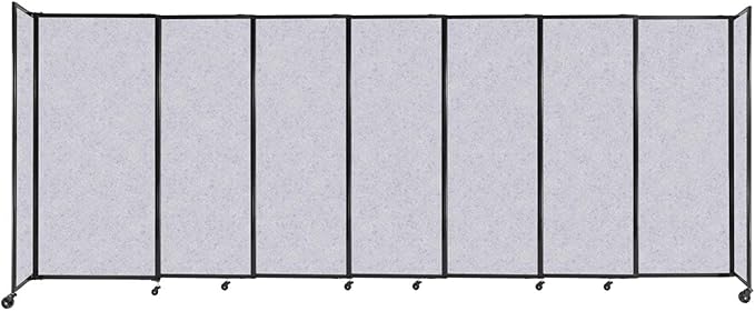 Versare Straightwall Sliding Portable Wall Partition | Freestanding Office Dividers | Locking Wheels | Temporary Room Separator | 15'6" Wide x 6' Tall Marble Gray SoundSorb Panels