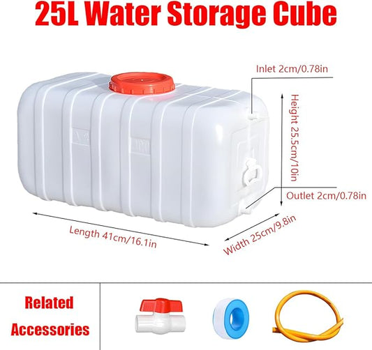 Food-Grade Plastic Buckets 25L/35L/50L/80L/110L/200L Water Container with Tap，Bucket Perfect for Camping，Hiking，Climbing or Other Travel Outdoor Activities Water Tank(Size:25L)