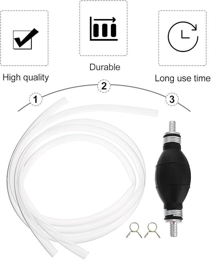 Veemoon One-way Hand Pump Manual Transfer Tool for Gasoline Oil Water Fish Use High Flow Siphon Pump with Thickened Tube for Emergency Liquid Extraction