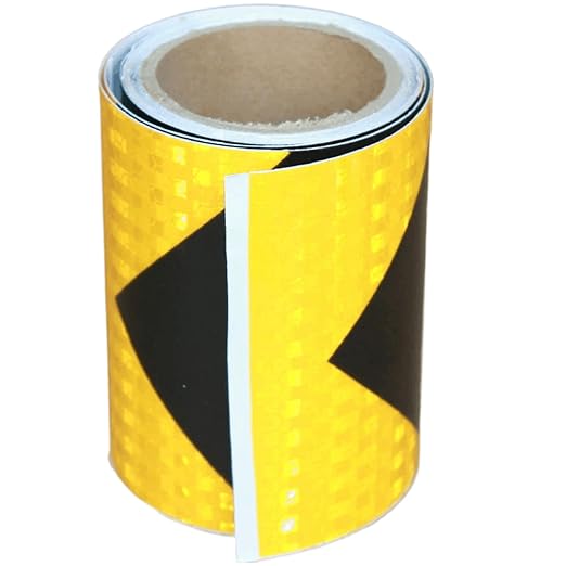 Reflective Tape Yellow Black 4 inch, Outdoor Waterproof Hazard Conspicuity Warning Industrial Marking Tape (11 feet)