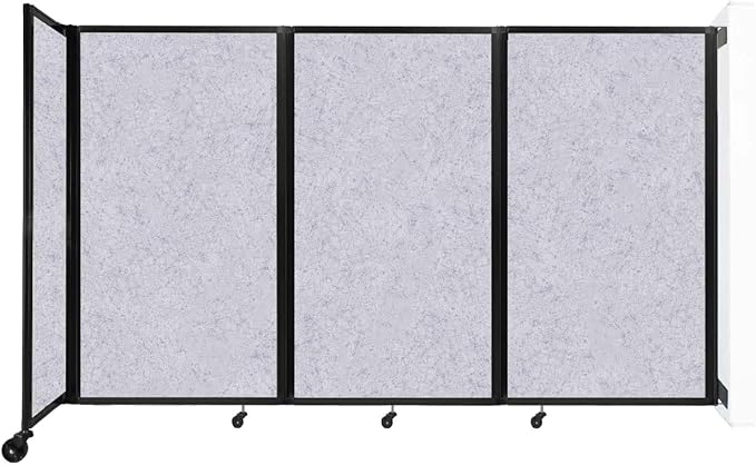 Versare Room Divider 360 Wall-Mounted Folding Partition | Locking Wheels | Temporary Room Separator | 8'6" x 5' Marble Gray SoundSorb Panels