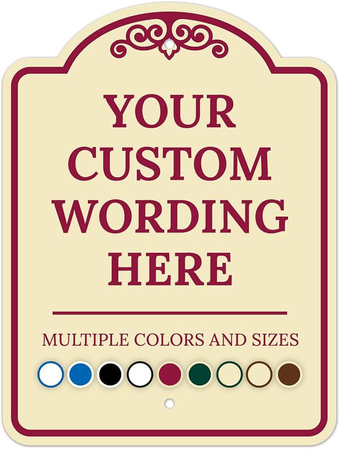 Custom Indoor/Outdoor Decorative Sign,Custom Personalized Burgundy Border Sign, 12x18 Inches, ACM, Fade Resistant, Made in USA