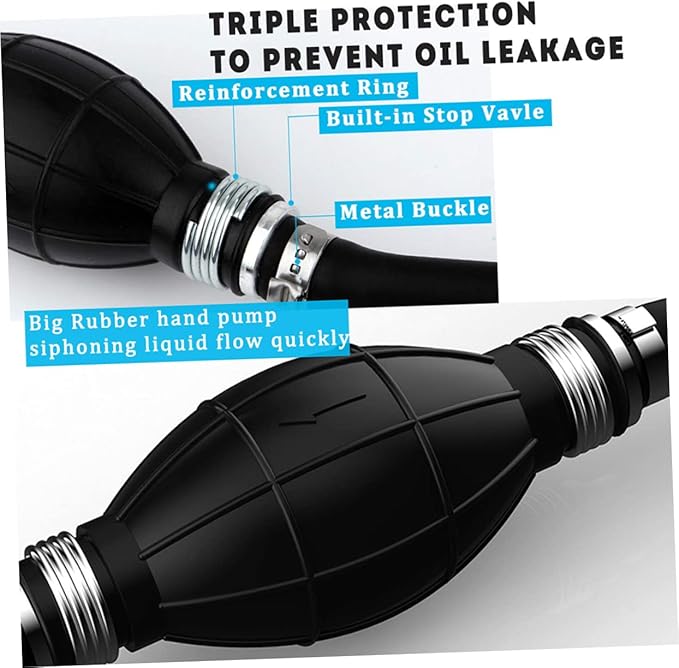 Fuel Transfer Siphon Pump for Gasoline and Oil High Flow Hand Pump with Rubber Hose Inner Portable Vehicle Emergency Fuel Transfer Tool for Cars and Trucks