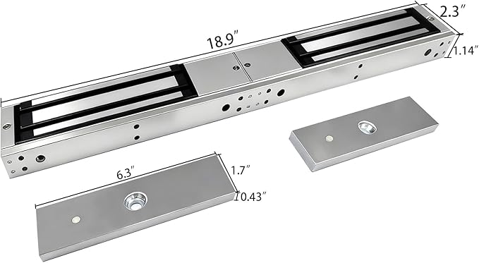 Double Door Electromagnetic Lock with Z and L Bracket 350KG 800LBS Holding Force 5-Wire with Signal Feedback Double Door Magnetic Lock 12V DC Fail Safe NC Mode for Access Control System