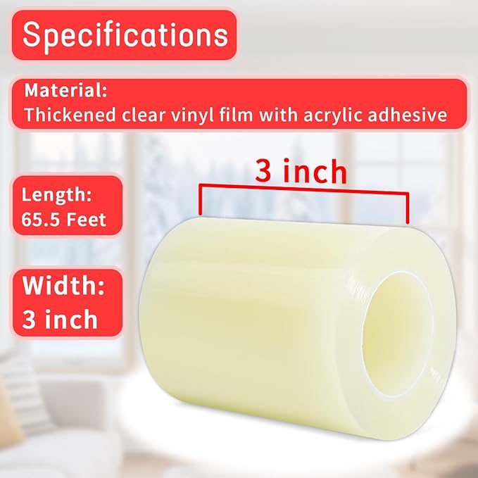 Birllaid Clear Window Weather Sealing Tape, Window Insulation Air Conditioner Seal Tape, 3 Inch x 65 FT Waterproof Blocker for Cold Heat Air, Windproof, No Residue Strong adheisve
