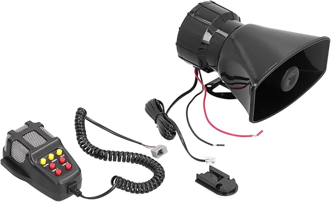 Car Horn Public - Address Speaker, DC12V Siren Sound System for Motorcycle and Off - Road Vehicle, 100W Loud Alarm with PA Mic and Installation Kit, Compatible with Car