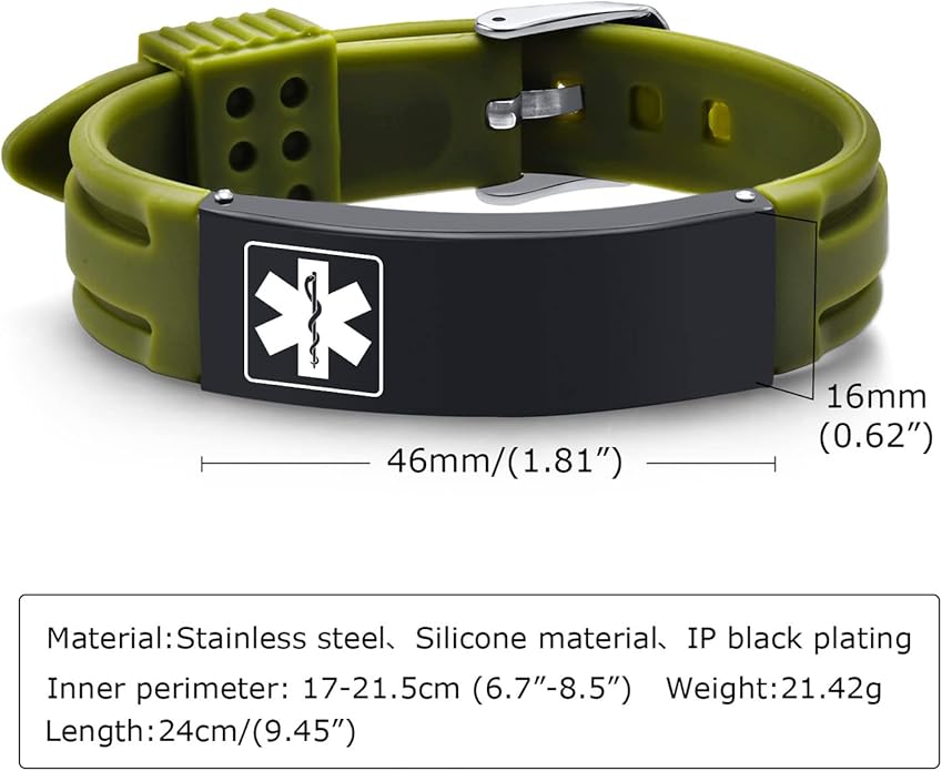 VNOX Medical Alert Bracelets for Men & Women Kids with Free Engraving Adjustable Stainless Steel Mesh Emergency Medical ID Bracelets Wristband