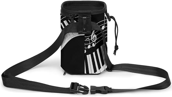 Dog Feed Snack Reward, Pet Training Package, Dog Snack Pocket with Adjustable Waist Belt 3 Ways to Wear White Piano Keys with Musical Notes Black
