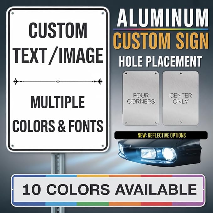 Custom Metal Sign - 16x22 Inch Rust-Proof Aluminum - Custom Sign For Business, Garden - Reflective Option - Single/Double Sided