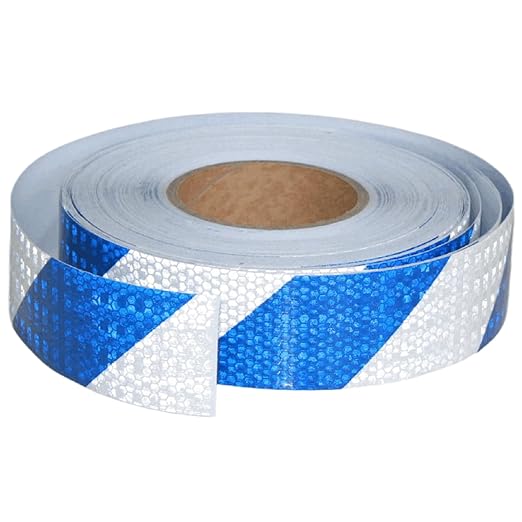 Reflective Tape Blue White 2 Inch Wide, Outdoor Waterproof Warning Reflector, Night Safety Stickers for Car (168 Feet)