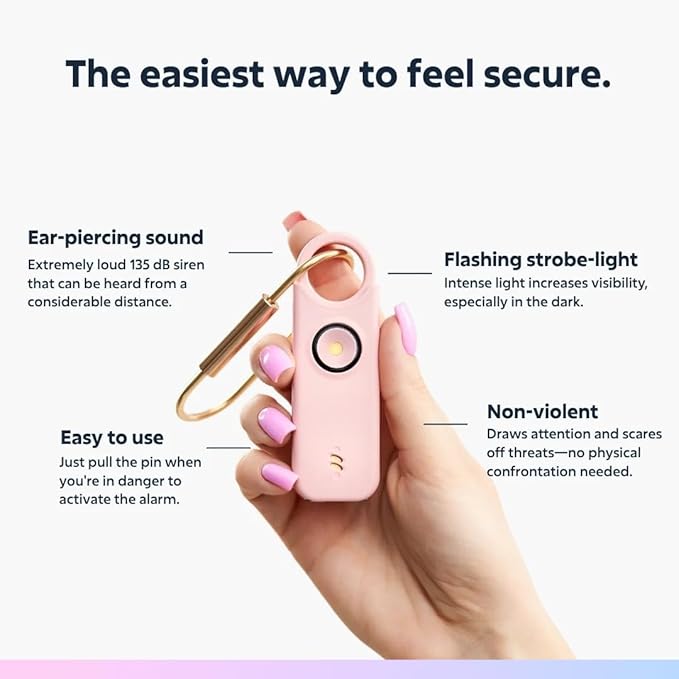 VOLTEK Personal Alarm Kit (Blue) Women's Self-Defense Self-Defense Key Ring Self Self Alarm Mini Autonomous + Personal Emergency Whistle Powerful Siren Lamp 135 DB, USB-C, Includes Guide Included