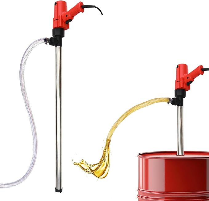 1980W Electric Fuel Transfer Barrel Pump, 110V 11000RPM,for 55Gallon Electric Transfer Pumps with 36in Stainless Steel Tube and 6.6ft Steel Wire Hose, for Diesel,Lubricants,Slightly Viscous Liquids