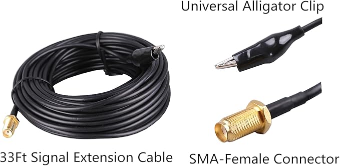 Portable Radio Signal Antenna SMA-Male, Outdoor TV FM Stereo Antenna,33Ft Ultra-Low Loss Coax Signal Extension Cable with 6pcs Universal Antenna Adapter for FM Radio Portable TV