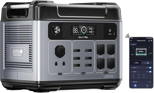 OUKITEL Portable Power Station 2048Wh, 2400W (5000W Surge), Pure Sine Wave AC Outlet, LiFePO4 Battery for Home Backup, Outdoors Camping,Christmas gifts