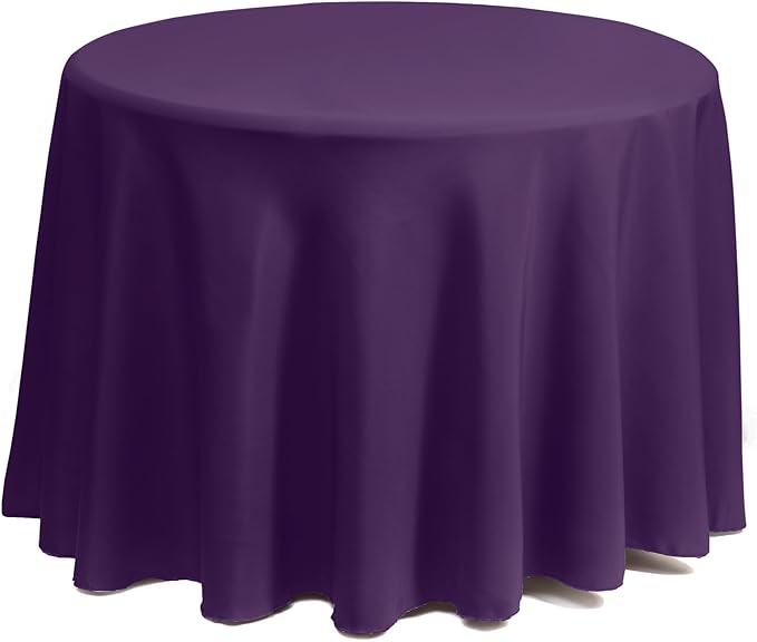 Gee Di Moda Round Tablecloth - 120 Inch Purple Round Table Cloth for 60 to 96 Inch Round Tables - Heavy Duty Washable Fabric - for Buffet Table, Holiday Party, Dinner, Wedding & Baby Shower