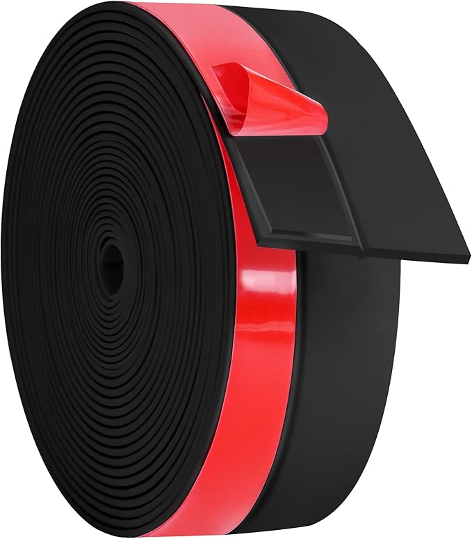 ToLanbbt Weather Stripping Silicone Door Seal Strip 2 in x 40 ft Door Draft Stopper Self Adhesive Door Draft Tape, Side & Bottom Gaps Insulation Strip for Glass Shower Door Sliding Door Window, Black