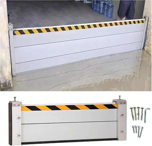 Flood Protection Barrier Door, 3/4/5/6/7/8/9/10/11/12/13ft Long Aluminum Road Flood Barrier Water Deflector, Suitable for Underpass, Factory, Garage Entrance, Removable Temporary Dams(H 1.3ft(