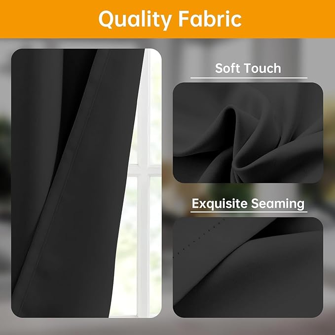 Room Divider Curtains Blackout Ceiling Track Curtain with Hook Wall Mount Sliding Door Curtains Ceiling Mount Extra Wide Curtain Wall Divider for Room Separation (Black, W150 x H120 Inch)