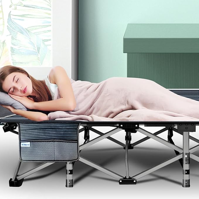 ABORON Heavy-Duty Folding Guest Bed for Adults, 500lb Capacity, Portable Extra Cot with 1229D Double Layer, Ideal for Indoor Guest Stays & Temporary Home Use