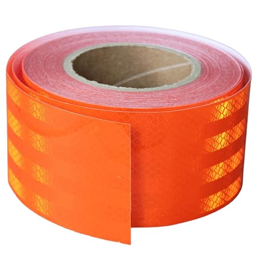Industrial Non Fading Reflective Tape Orange 3 inch Wide, Outdoor Waterproof High Visibility Safety Warning Adhesive Strips (66 feet)