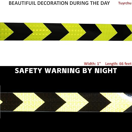 Industrial Reflective Tape 1 inch Wide for Trailer, Outdoor Waterproof High Visibility Safety Warning Adhesive Strips (66 feet)