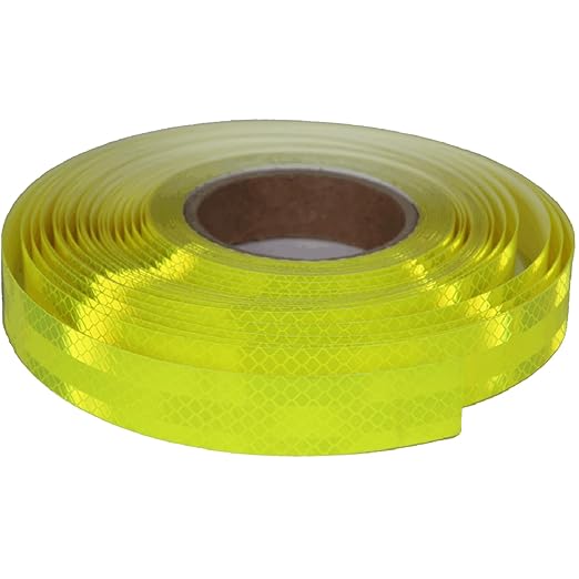 Non Fading Fluorescent Yellow Reflective Tape Outdoor Waterproof 1 inch Wide, High Visibility Warning Safety Industrial Marking Tape (168 feet)