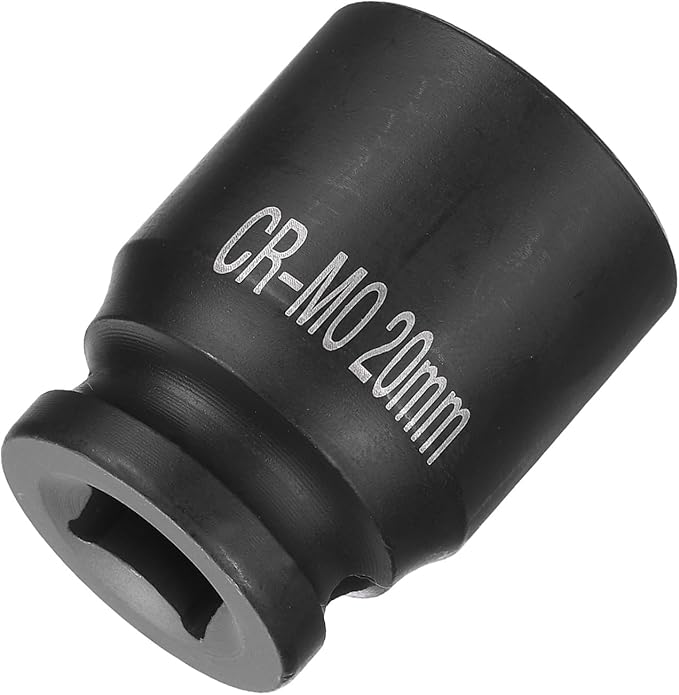 HARFINGTON 4 Point Square Socket 1/2" Drive 20mm Metric Square Impact Socket CR-MO Blackening Standard Wheel Sockets Pneumatic Socket Tool for Auto Repair Mechanical Maintenance Home Use