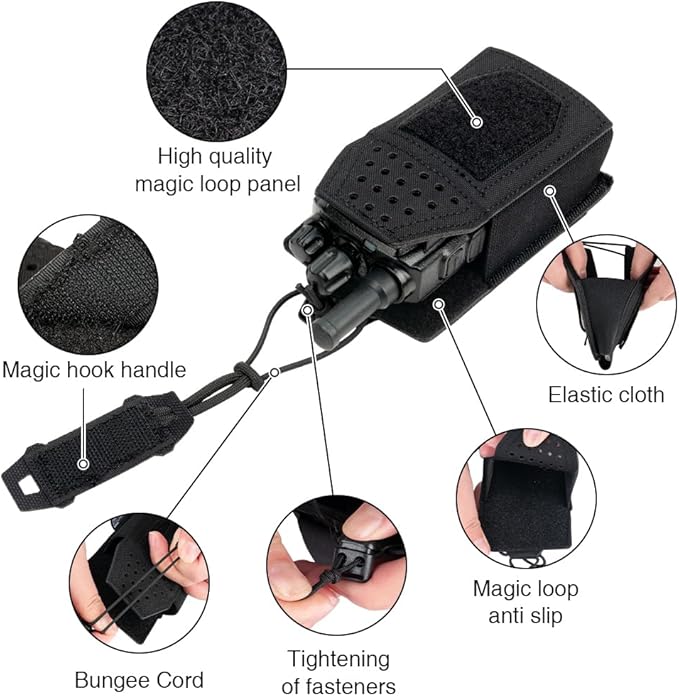 Tactical Molle Radio Pouch Radio Holster Universal Radio Holder For Walkie Talkie Motorola BaoFeng UV-5R BF-F8HP Adjustable Storage Rifle Magazine Pouch(Black)