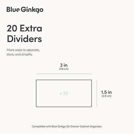 BLUE GINKGO 20 Dividers - Compatible with Small 20-Drawer Storage Cabinet (20-Pack) - Clear