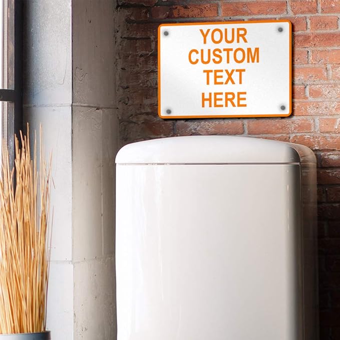 Aluminum Weatherproof Metal Sign Multiple Sizes Custom Personalized Text Here White Orange Warning Horizontal Street Signs 14x10Inches