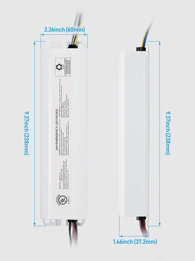 LEONLITE 4W LED Emergency Driver, 120V-277VAC, Voltage Range 3-60VDC, UL Listed, Fit for Commercial Fixture 4-40W, Rechargeable Backup Battery, 90mins Duration, for Recessed Ceiling, Panel, Pack of 2