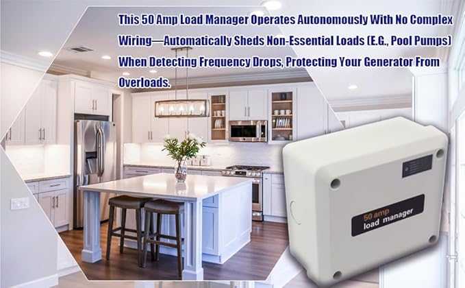 50 Amp Load Manager Smart Management Module Compatible with Generac 7000, Wireless Generator Protection Module with 8-Zone Control & Real-Time LED Monitoring