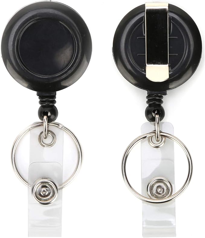 YOUOWO 2 Pack Lanyard with id Badge Holder Retractable Lanyard Black with Card Holders Horizontal Retractable Badges Reel Clip for Card Holders Waterproof with Lanyards