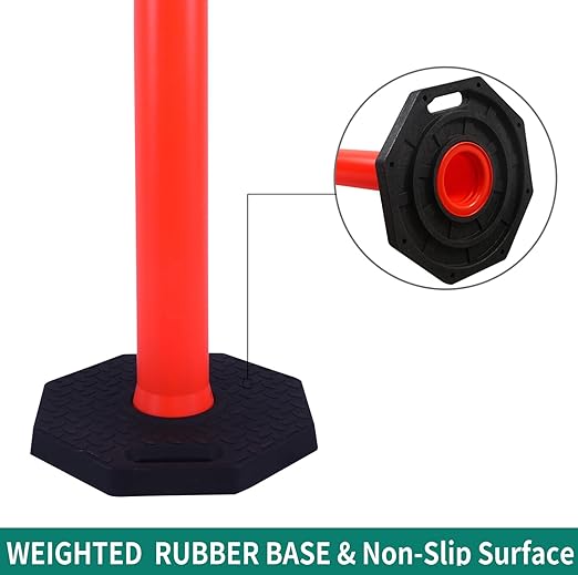 3PACK BESEA Traffic Delineator Cone 45”High Orange Traffic Safety Delineator Cones with Heavy Duty Rubber Base for Construction Site, Road Parking, People Control in Public(3PACK)