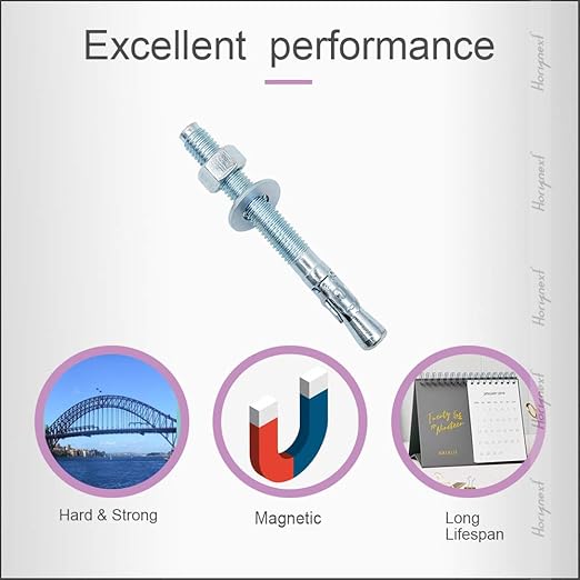 3/8"x 5" Wedge Anchor, for Cement and Concrete only, zinc-Plated Carbon Steel Screws and lag Bolts （ 30 pcs