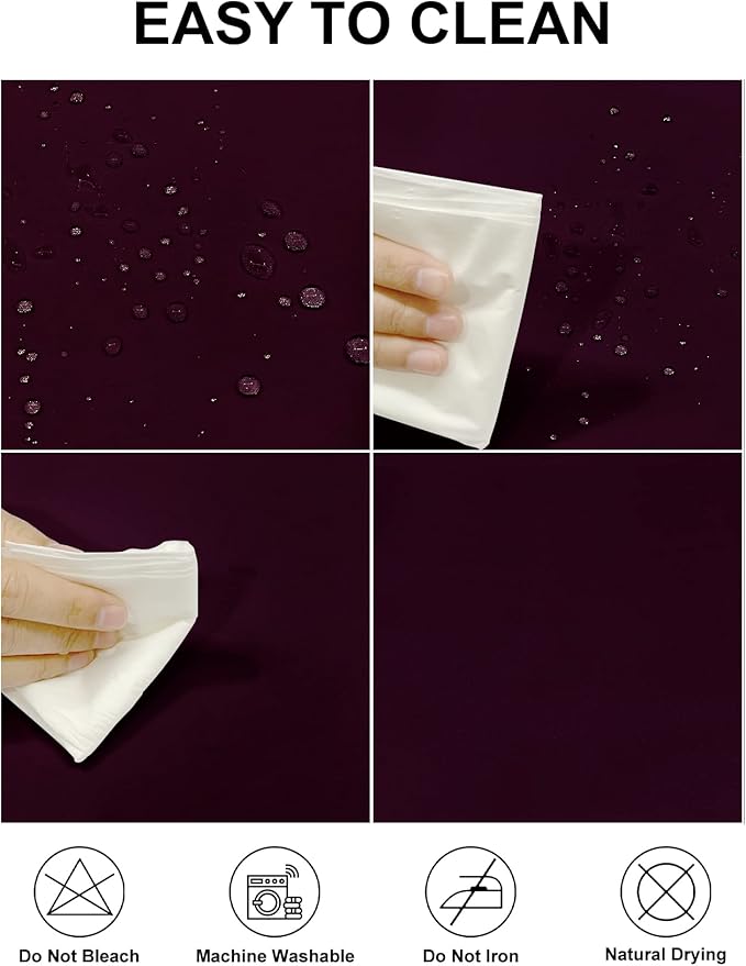 Fokitut 2 Pack Waterproof Rectangle Tablecloth, 90x156 Inch,Stain Resistant and Wrinkle Polyester Table Cloth, Fabric Table Cover for Kitchen Dining, Wedding, Party, Holiday Dinner-Eggplant
