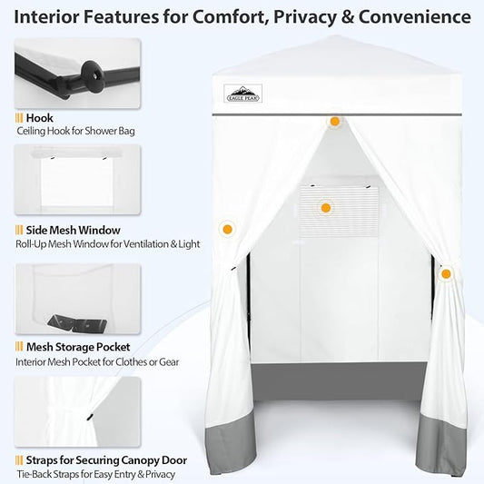 EAGLE PEAK Flex Ultra Compact 4x4 Pop-up Canopy, Sun Shelter, Changing Room, Portable Privacy Canopy Cabana for Pool, Fashion Photoshoots, or Camping, White