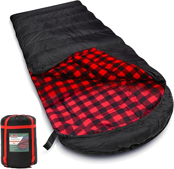 0 Degree Sleeping Bag Cotton Flannel Sleeping Bags for Adults Cold Weather Camping Winter Zero Degree Warm Weather Big and Tall