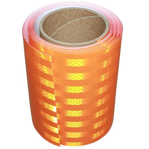 Non Fading Reflective Tape Orange Outdoor Waterproof 6 inch, High Visibility Industrial Marking Tape, Safety Adhesive Stickers (11 feet)