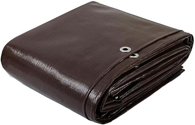 Heavy Duty Tarp 50'x100', 10 Mil Thick Waterproof Tear Resistant UV Treated with Grommets, Silver/Brown Reversible