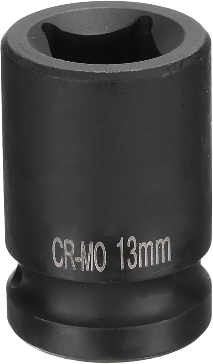 HARFINGTON 4 Point Square Socket 1/2" Drive 13mm Metric Square Impact Socket CR-MO Blackening Standard Wheel Sockets Pneumatic Socket Tool for Auto Repair Mechanical Maintenance Home Use