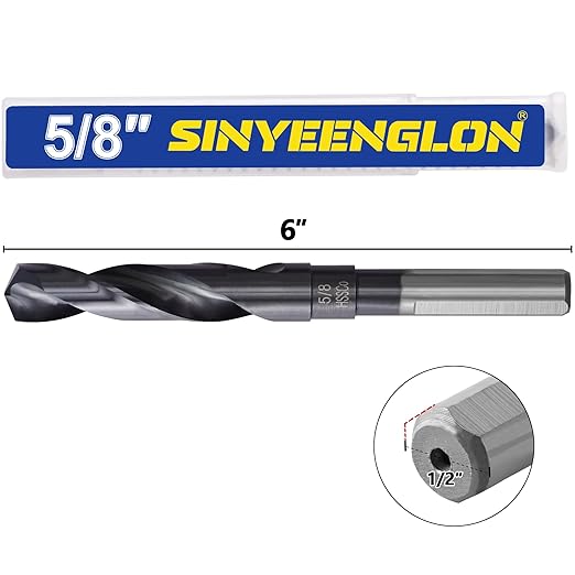 5/8 Cobalt Drill Bit for Metal and Hardened Steel, 1/2 Inch Reduced Shank M35 HSS Twist Heavy Duty Drill Bit, with Index Storage Case