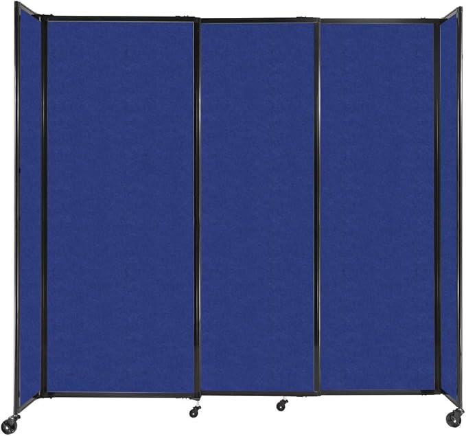 Versare Straightwall Sliding Portable Wall Partition | Freestanding Office Dividers | Locking Wheels | Temporary Room Separator | 7'2" Wide x 6'10" Tall Blue SoundSorb Panels
