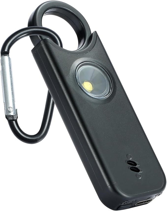 Personal Safety Alarm - 135dB Ultra Loud Siren with LED Strobe Light, USB-C Rechargeable, Compact Keychain Alarm for Women/Men, Emergency Flashlight & Vibration Alert(Black)