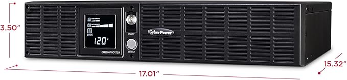 CyberPower OR2200PFCRT2U PFC Sinewave UPS Battery Backup and Surge Protector, 2000VA/1540W, 8 Outlets, AVR, 2U Rack/Tower, UL Certified