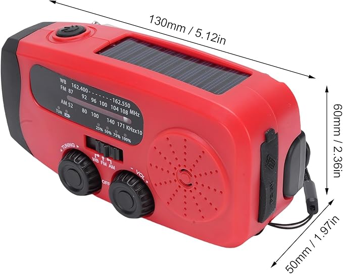 FTVOGUE Emergency Crank Radio 2000mAh Solar Powered NOAA Weather Radio with AM FM WB LED Flashlight SOS for Outdoor and Emergency Preparedness